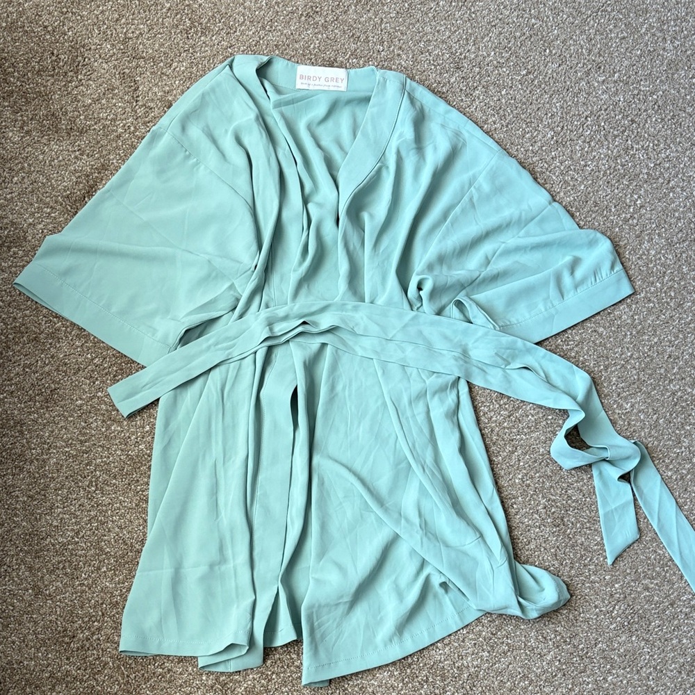 Silky green Birdy grey robe